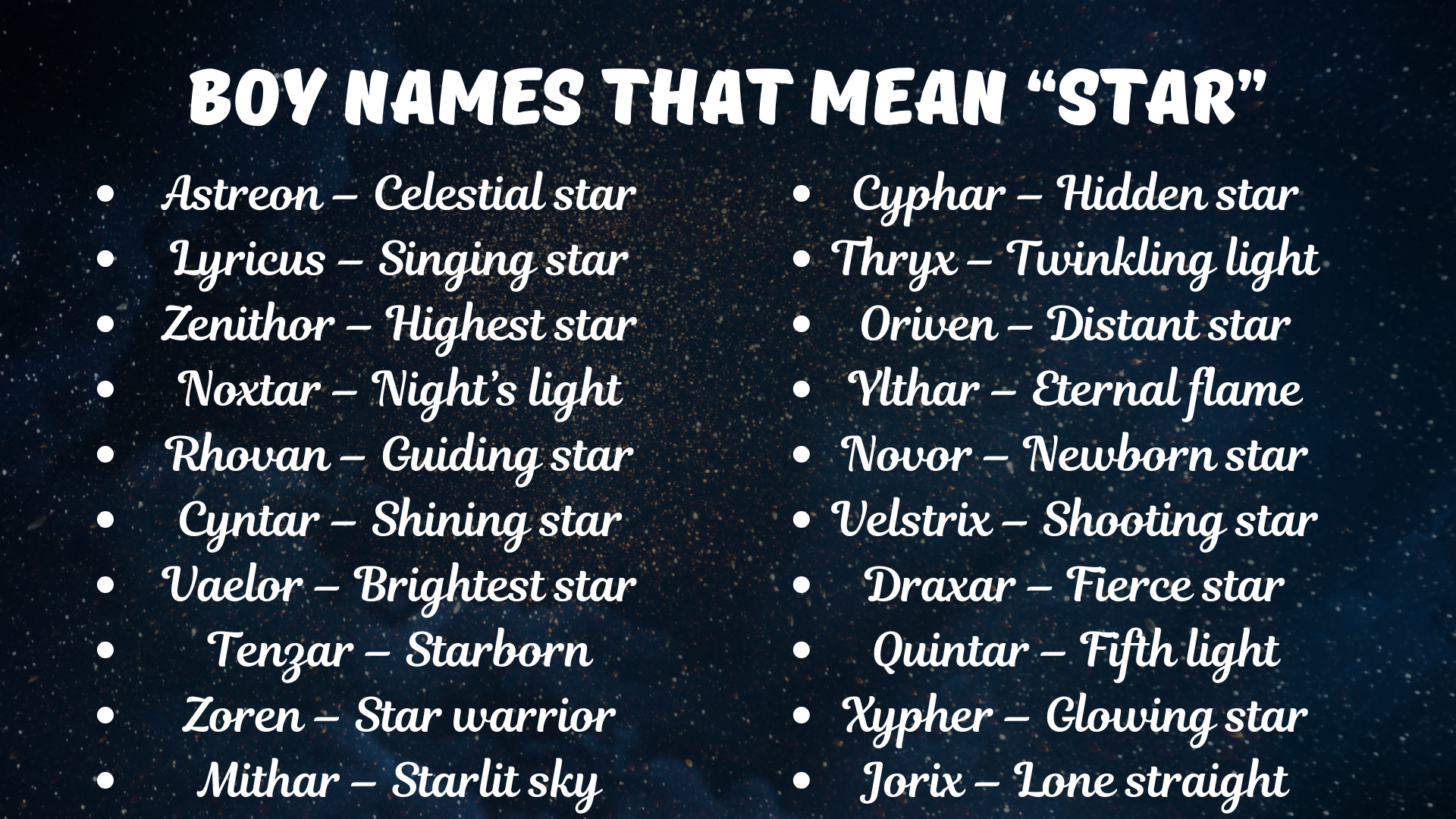 Cosmic Names That Mean Star for Boys