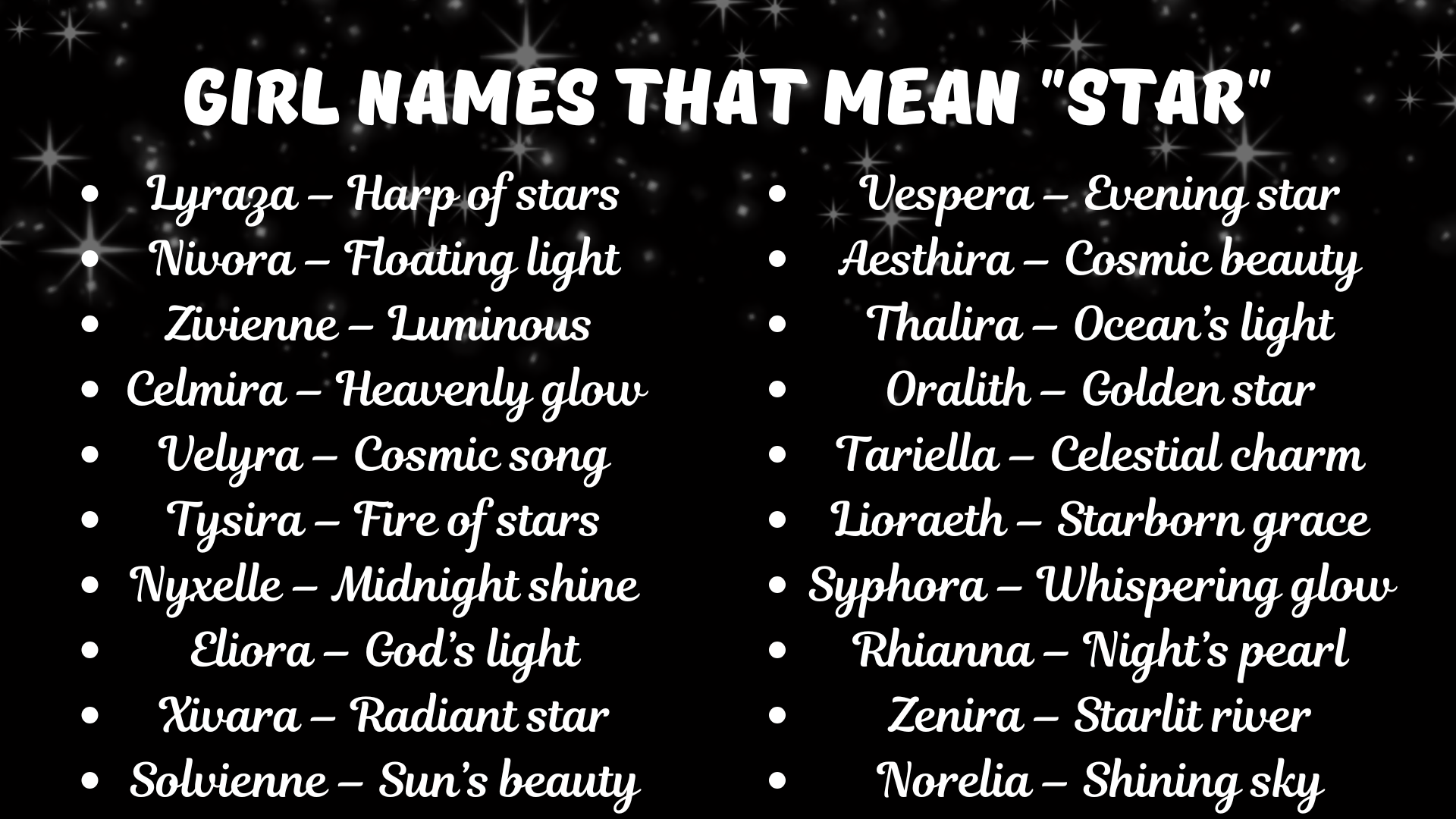 Girl Names That Mean "Star"