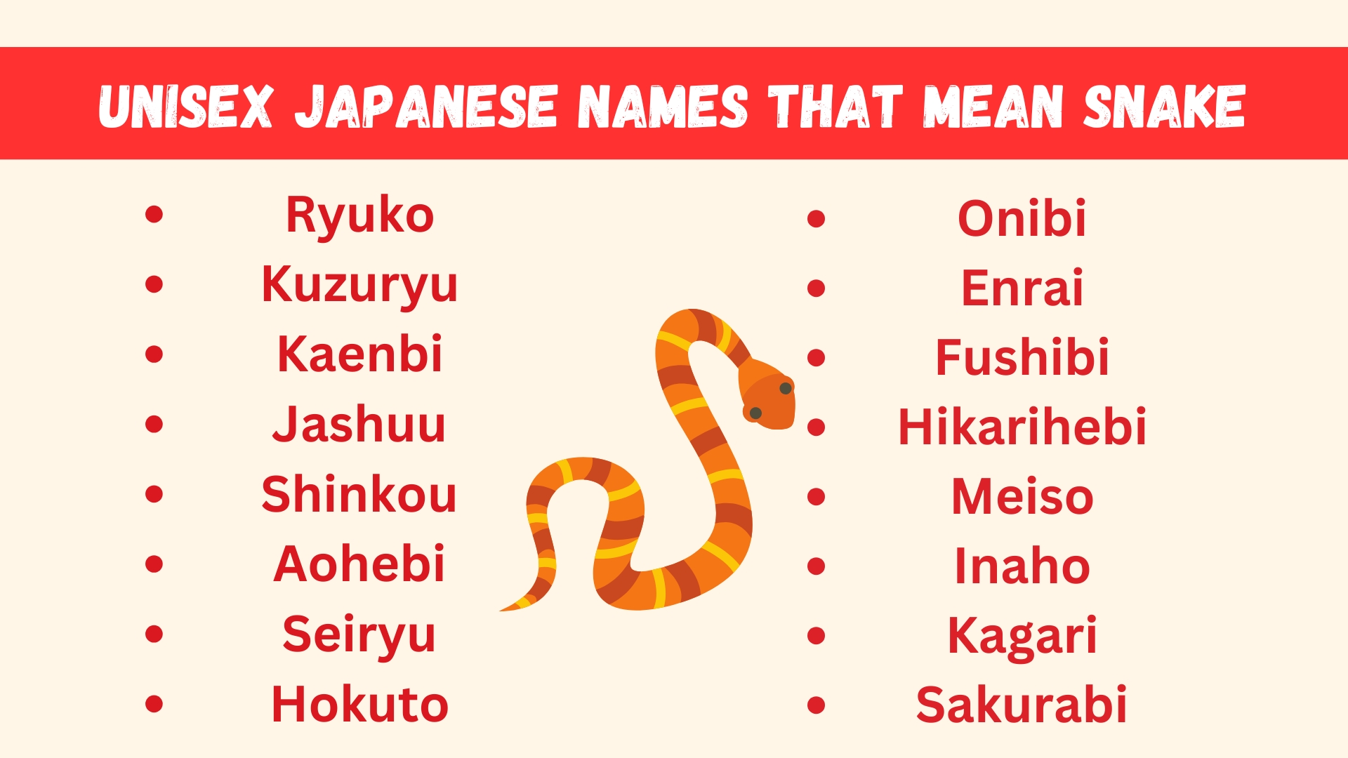 Unisex Japanese Names that Mean Snake