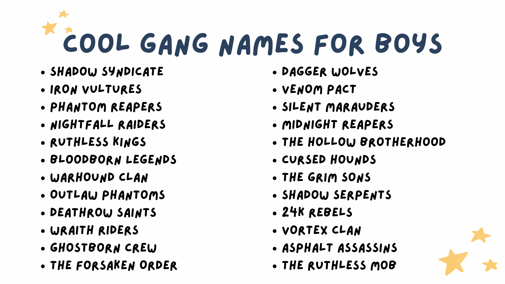 Cool Gang Names for Boys