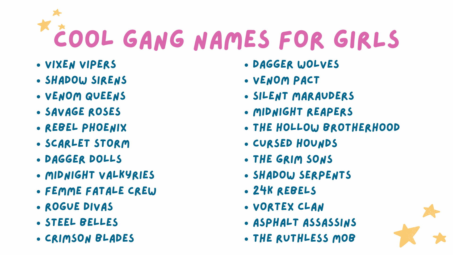 Cool Gang Names for Girls