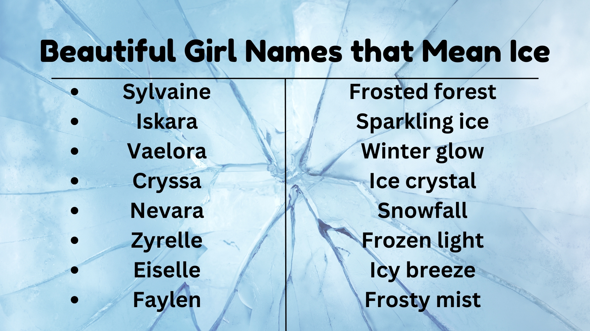 Beautiful Girl Names that Mean Ice