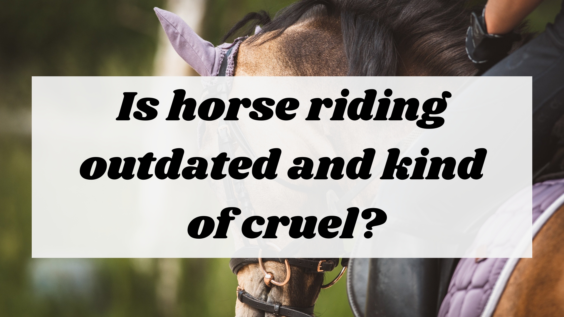 Is horse riding outdated and kind of cruel?