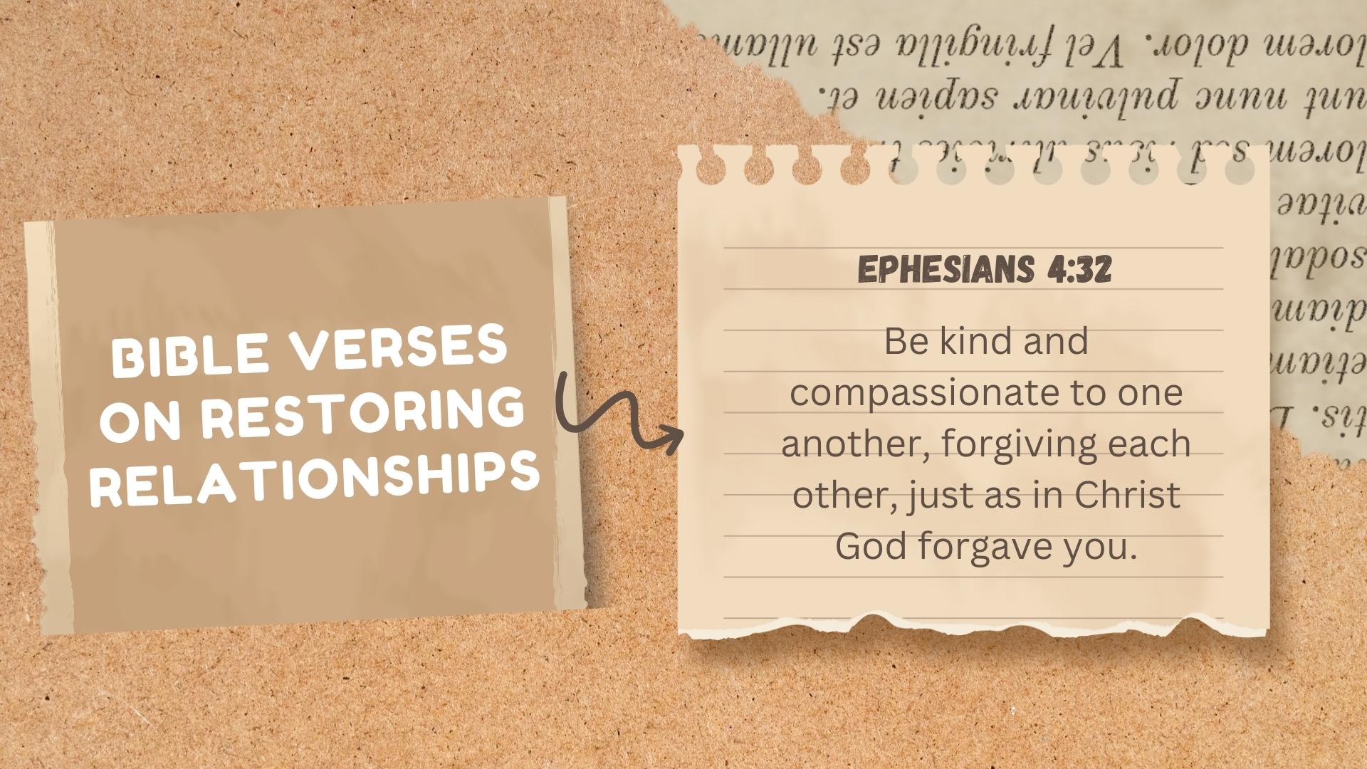 Ephesians 4:32 – Be kind and compassionate to one another, forgiving each other, just as in Christ God forgave you.